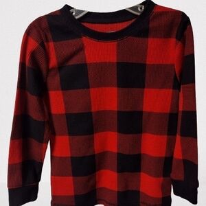 M7) Garanimals Toddler Boys Red Black Buffalo Plaid Thermal Shirt 4T